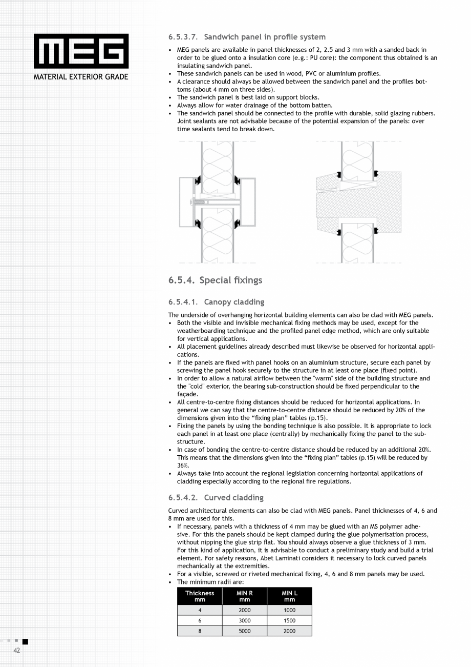 Pagina 44-Placi HPL compact fatade MEG_GEPLAST ABET LAMINATI Specificații tehnice Engleza o protect the wood ...