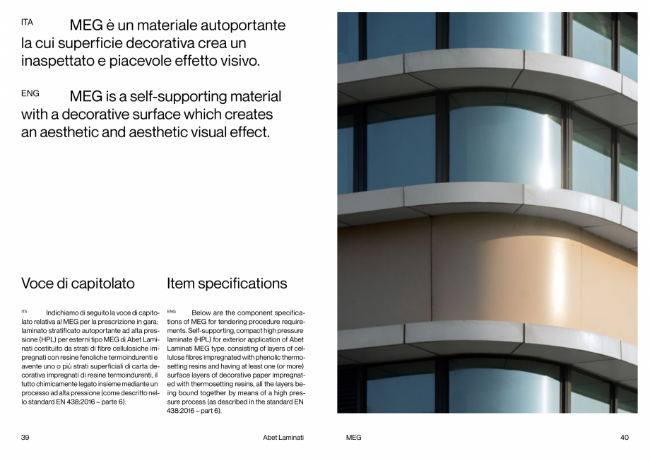 Pagina 21-PLACI HPL FATADA MEG Abet Laminati ABET LAMINATI Catalog, brosura Engleza, Italiana products
are...