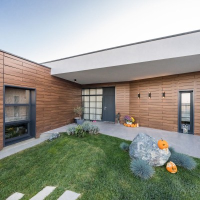 ABET LAMINATI Placare fatada casa HPL compact imitatie lemn MEG - vedere de aproape - Panouri