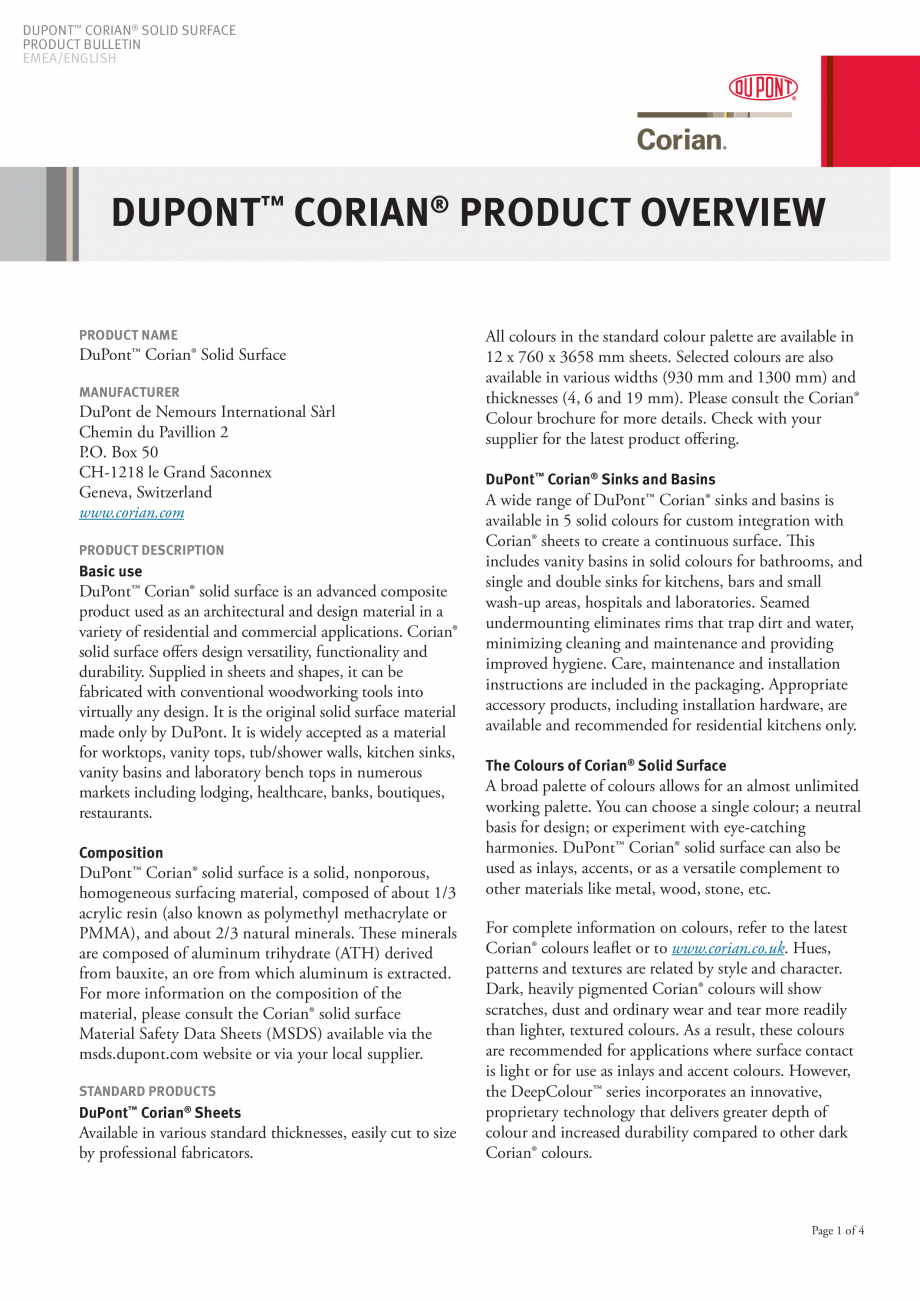 Pagina 1-Placi minerale pentru fatada - Prezentare generala CORIAN® Exterior Cladding Corian Exterior...