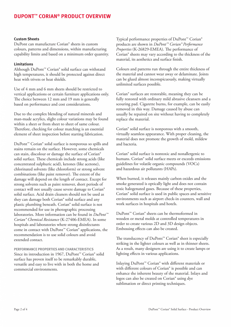 Pagina 2-Placi minerale pentru fatada - Prezentare generala CORIAN® Exterior Cladding Corian Exterior...