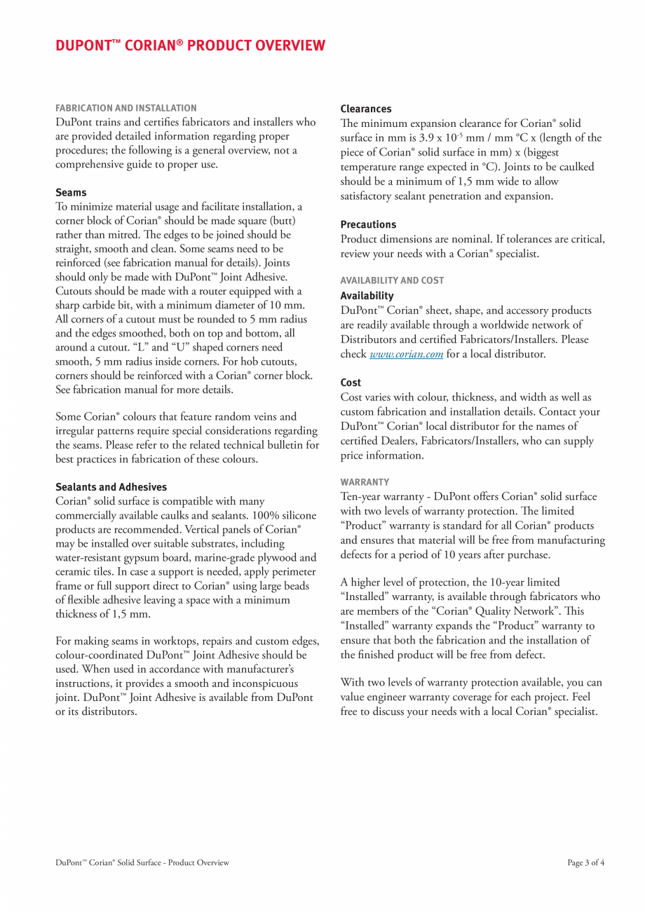 Pagina 3-Placi minerale pentru fatada - Prezentare generala CORIAN® Exterior Cladding Corian Exterior...