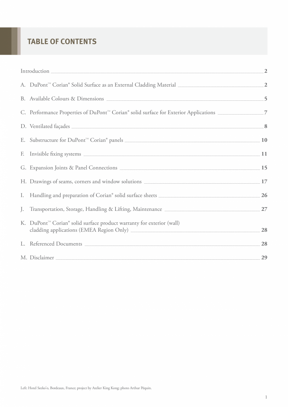 Pagina 3-Solutii pentru placarea fatadelor CORIAN® Exterior Cladding Corian Exterior Cladding Catalog,...