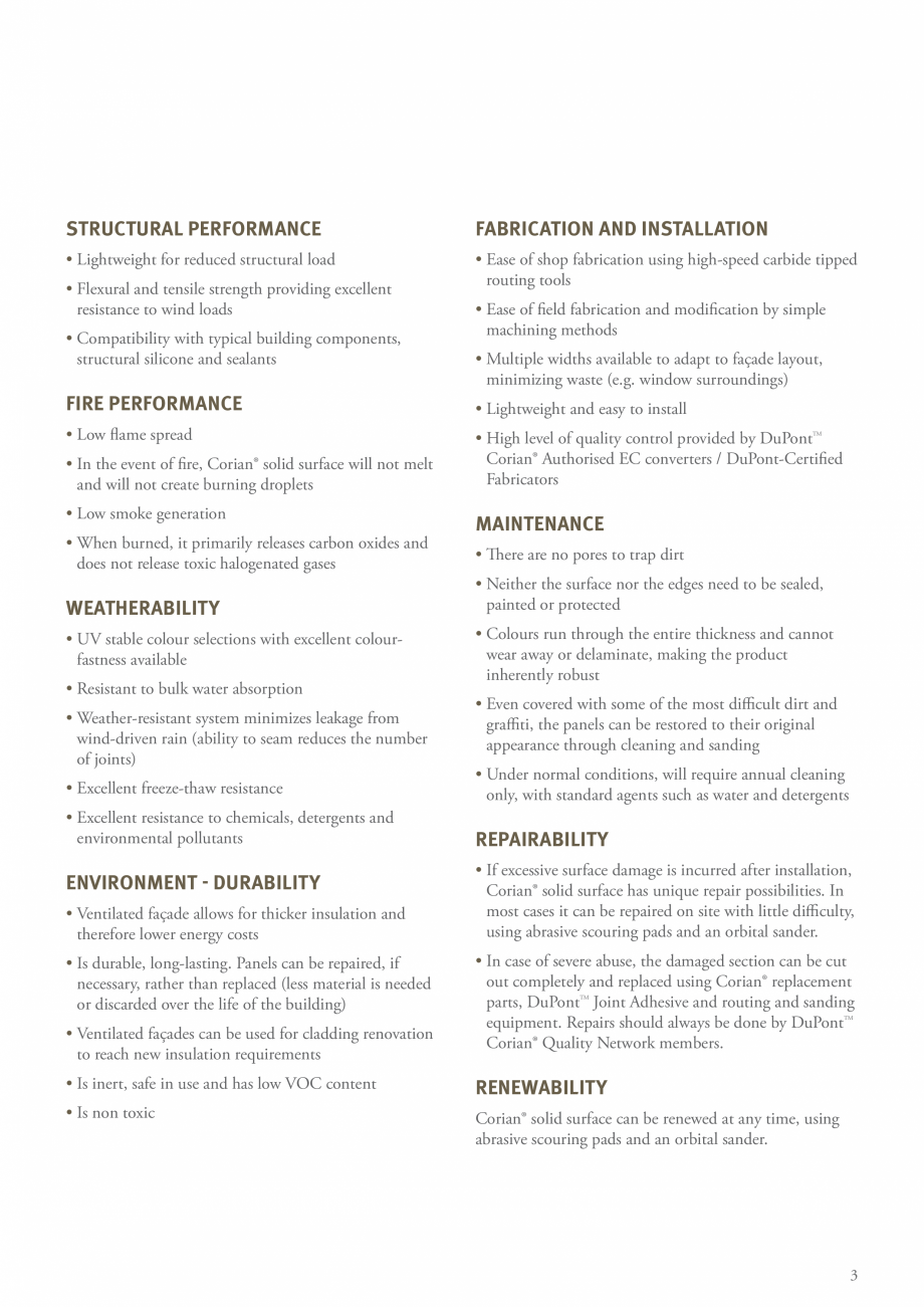 Pagina 5-Solutii pentru placarea fatadelor CORIAN® Exterior Cladding Corian Exterior Cladding Catalog,...