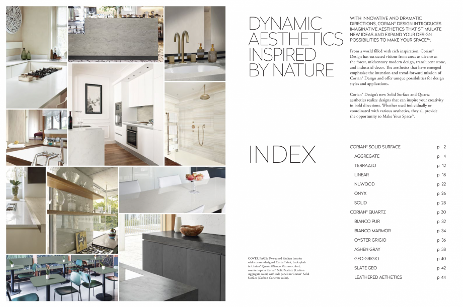 Pagina 2-Estetica dinamica inspirata de natura CORIAN® Solid Surface  CORIAN® Solid Surface Catalog, ...