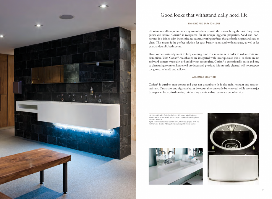 Pagina 5-Utilizarea  placilor minerale pentru interioare in hoteluri CORIAN® Solid Surface  CORIAN®...