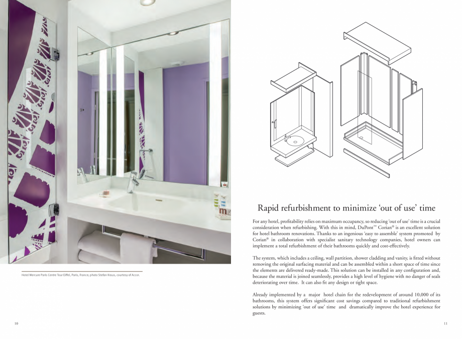 Pagina 7-Utilizarea  placilor minerale pentru interioare in hoteluri CORIAN® Solid Surface  CORIAN®...