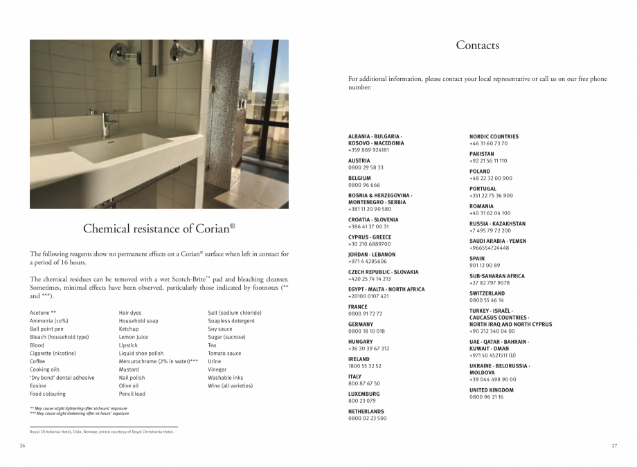 Pagina 15-Utilizarea  placilor minerale pentru interioare in hoteluri CORIAN® Solid Surface  CORIAN®...