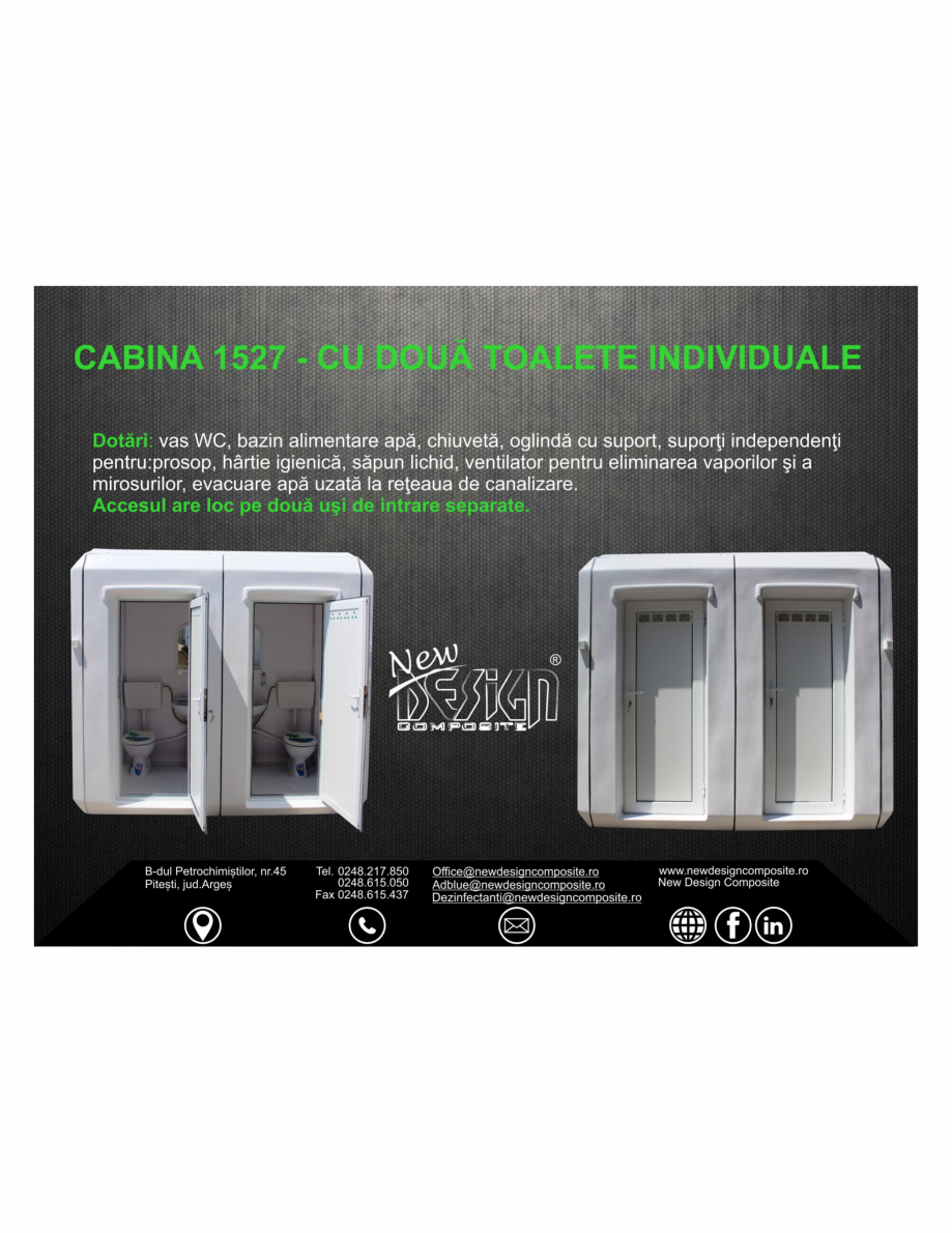 Pagina 1-Cabina 1527-Birou + Toaleta individuala NEW DESIGN COMPOSITE 1527 - doua toalete individuale Catalog...
