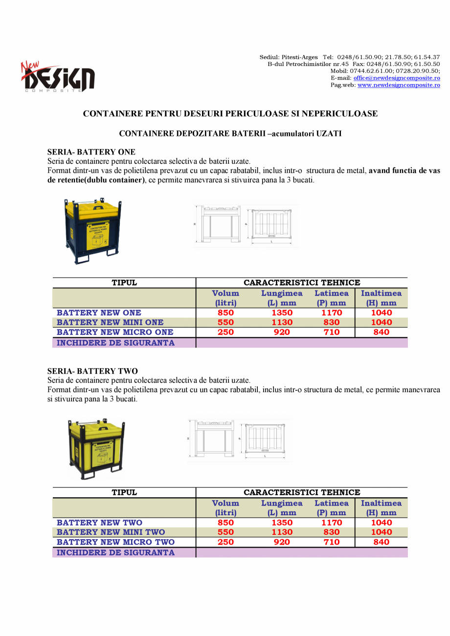 Pagina 1-Containere pentru deseuri periculoase si nepericuloase NEW DESIGN COMPOSITE SUPERFUSTO CC, ECOIL...