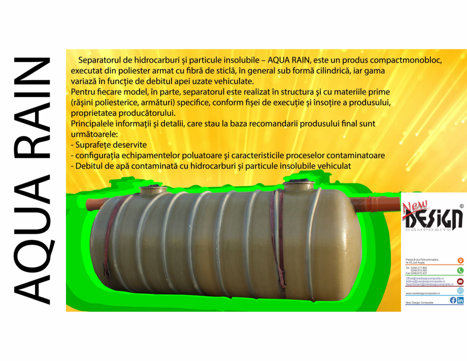 Pagina 1-Separatorul de hidrocarburi si particule insolubile NEW DESIGN COMPOSITE AQUA RAIN Catalog, brosura ...