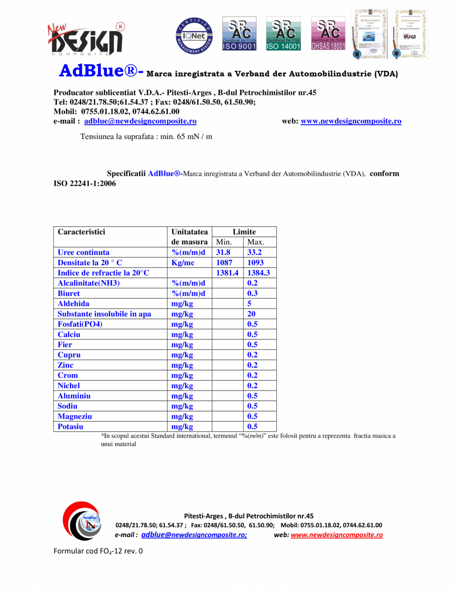 Pagina 2-Solutie lichida pentru reducerea noxelor la motoarele Diesel NEW DESIGN COMPOSITE AdBlue Fisa...