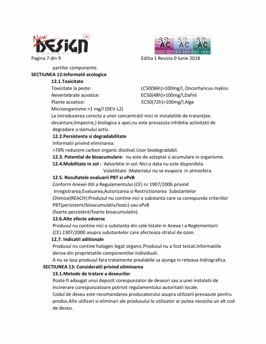 Pagina 7-Fisa cu date de securitate NEW DESIGN COMPOSITE Antigel panouri solare Fisa tehnica Romana rivite-...