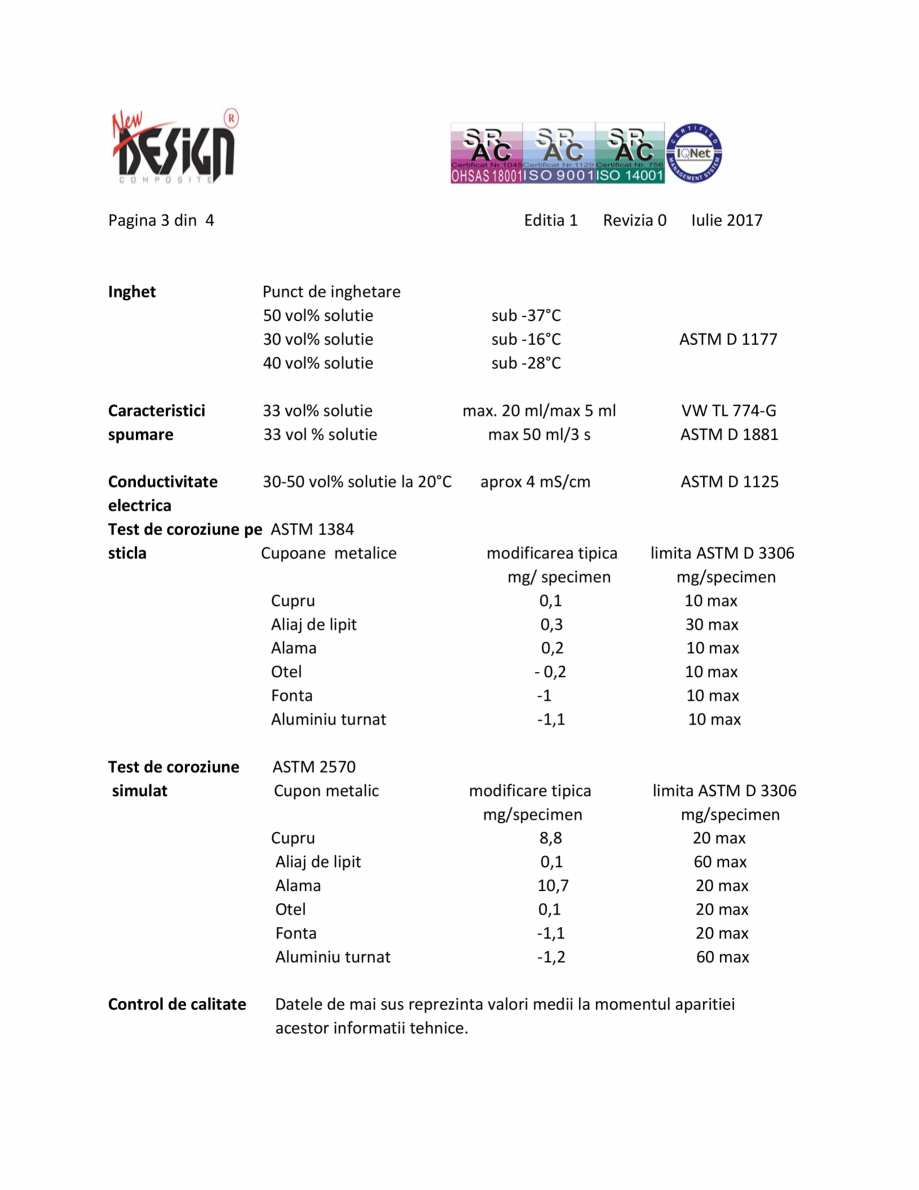 Pagina 3-Antigel auto concentrat NEW DESIGN COMPOSITE NDC 10, norma G11 Fisa tehnica Romana e folosit singur ...