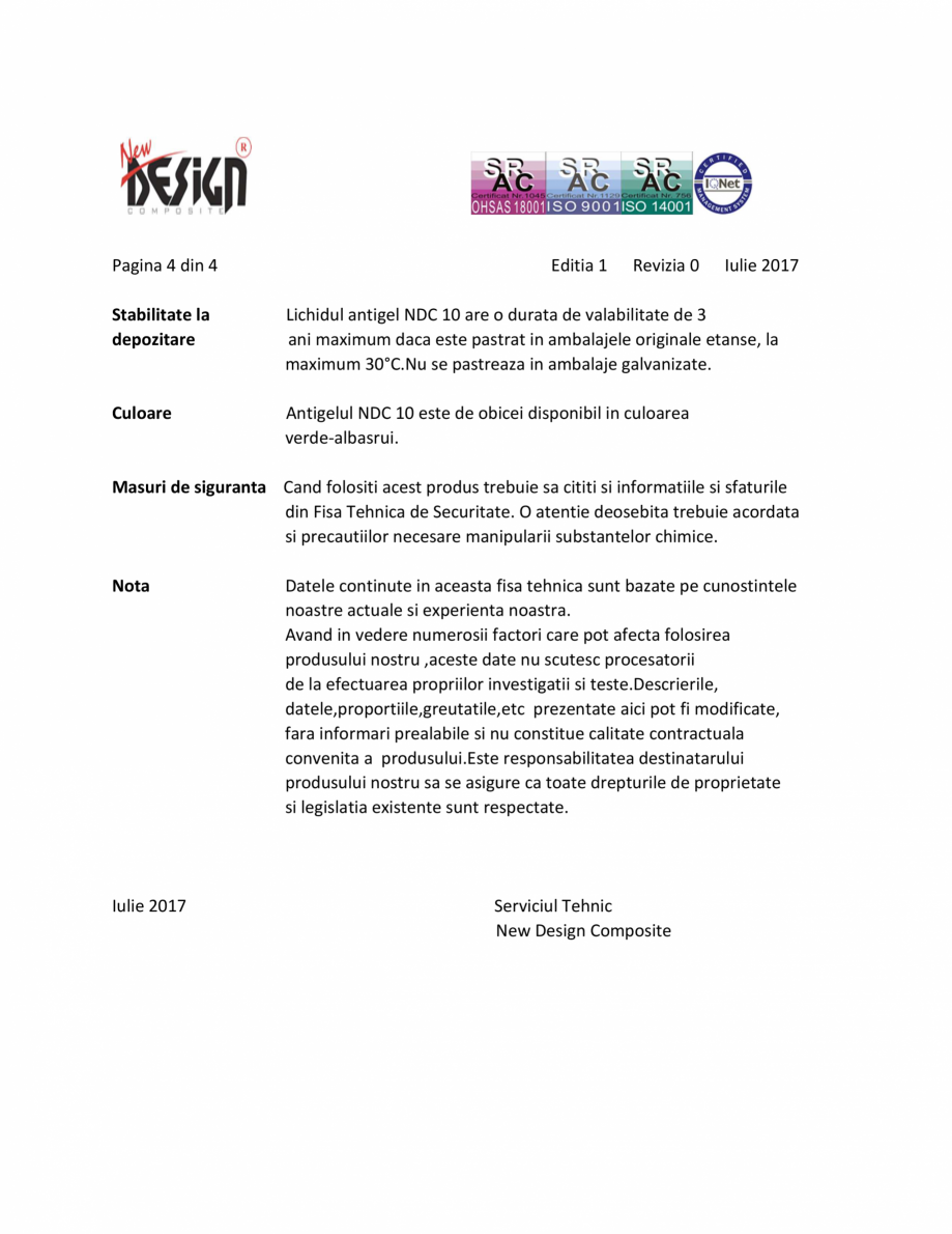 Pagina 4-Antigel auto concentrat NEW DESIGN COMPOSITE NDC 10, norma G11 Fisa tehnica Romana /s
13,0-15,0 ml
...