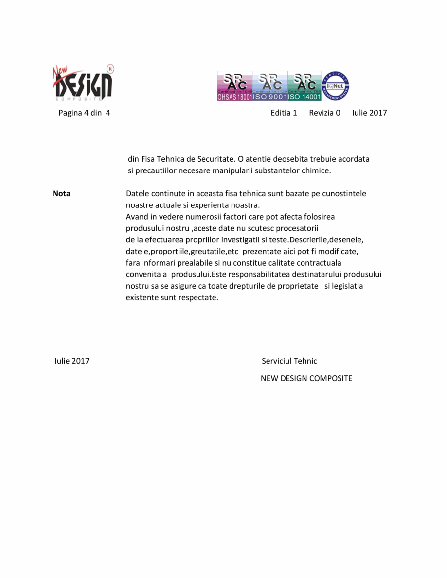 Pagina 4-Antigel auto concentrat NEW DESIGN COMPOSITE NDC 40, norma G13 Fisa tehnica Romana ph
Continutul de ...