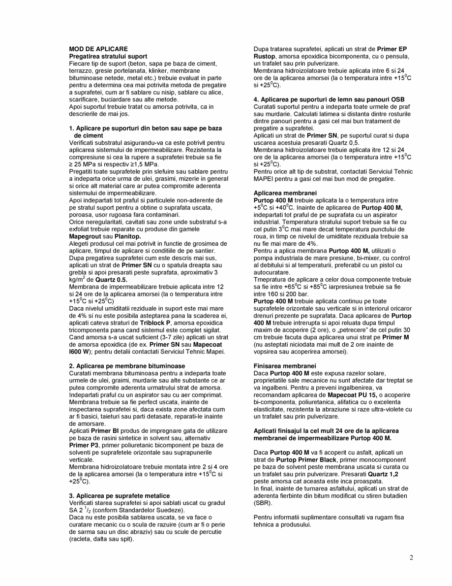 Pagina 2-Membrana din poliuree hibrida pentru impermeabilizarea tablierelor de pod sau a teraselor MAPEI...