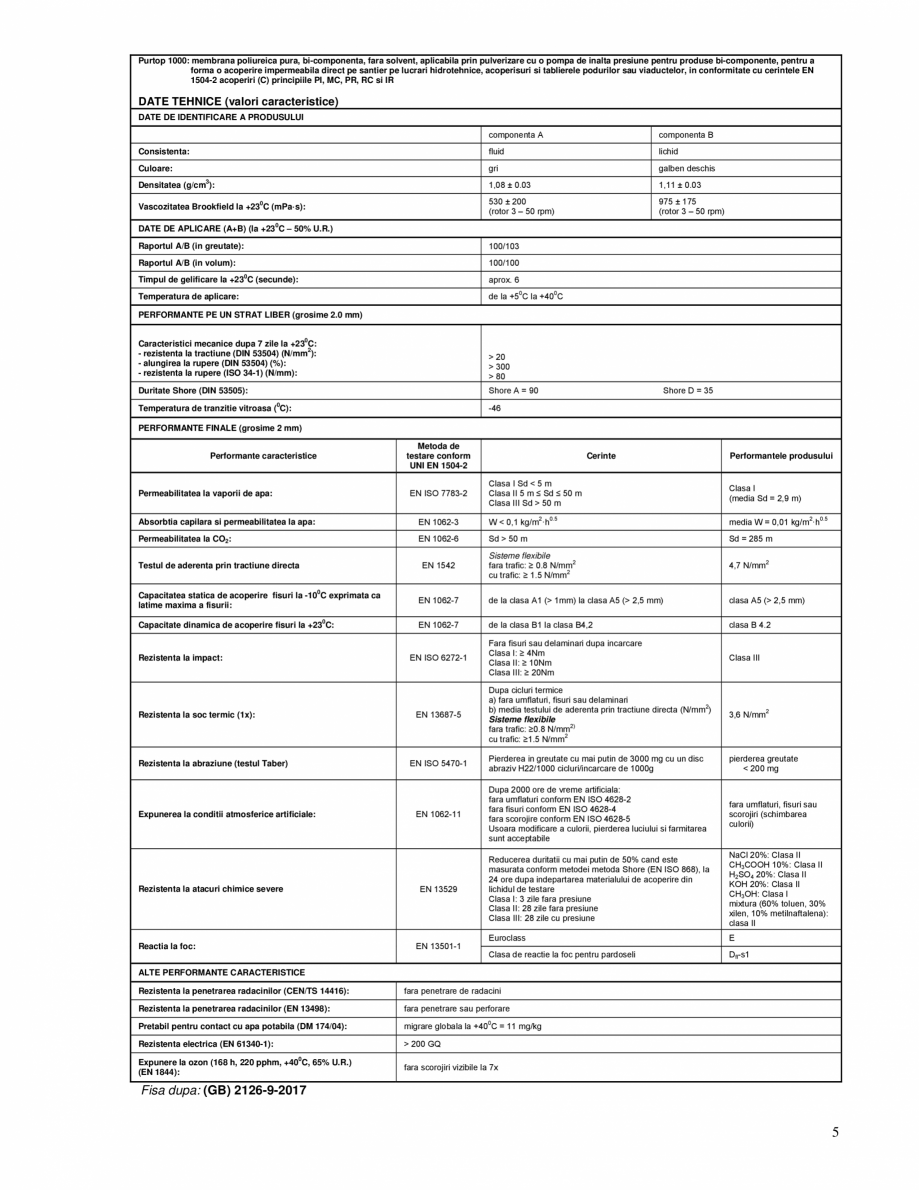 Pagina 5-Membrana poliureica pura, bicomponenta pentru impermeabilizarea acoperisurilor, tablierelor de pod...