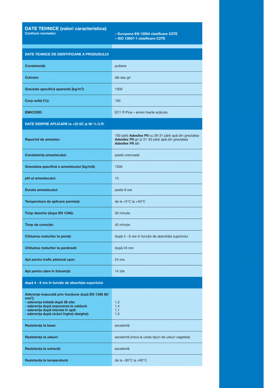 Pagina 3-Adeziv imbunatatit pe baza de ciment de inalta performanta, fara alunecare pe verticala si cu timp...
