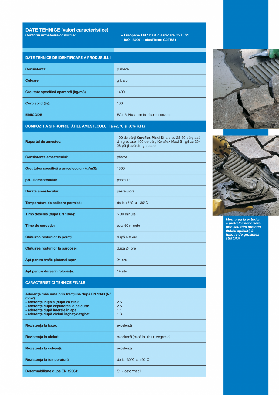 Pagina 3-Adeziv pe baza de ciment, de inalta performanta, deformabil, cu timp deschis extins, fara alunecare ...
