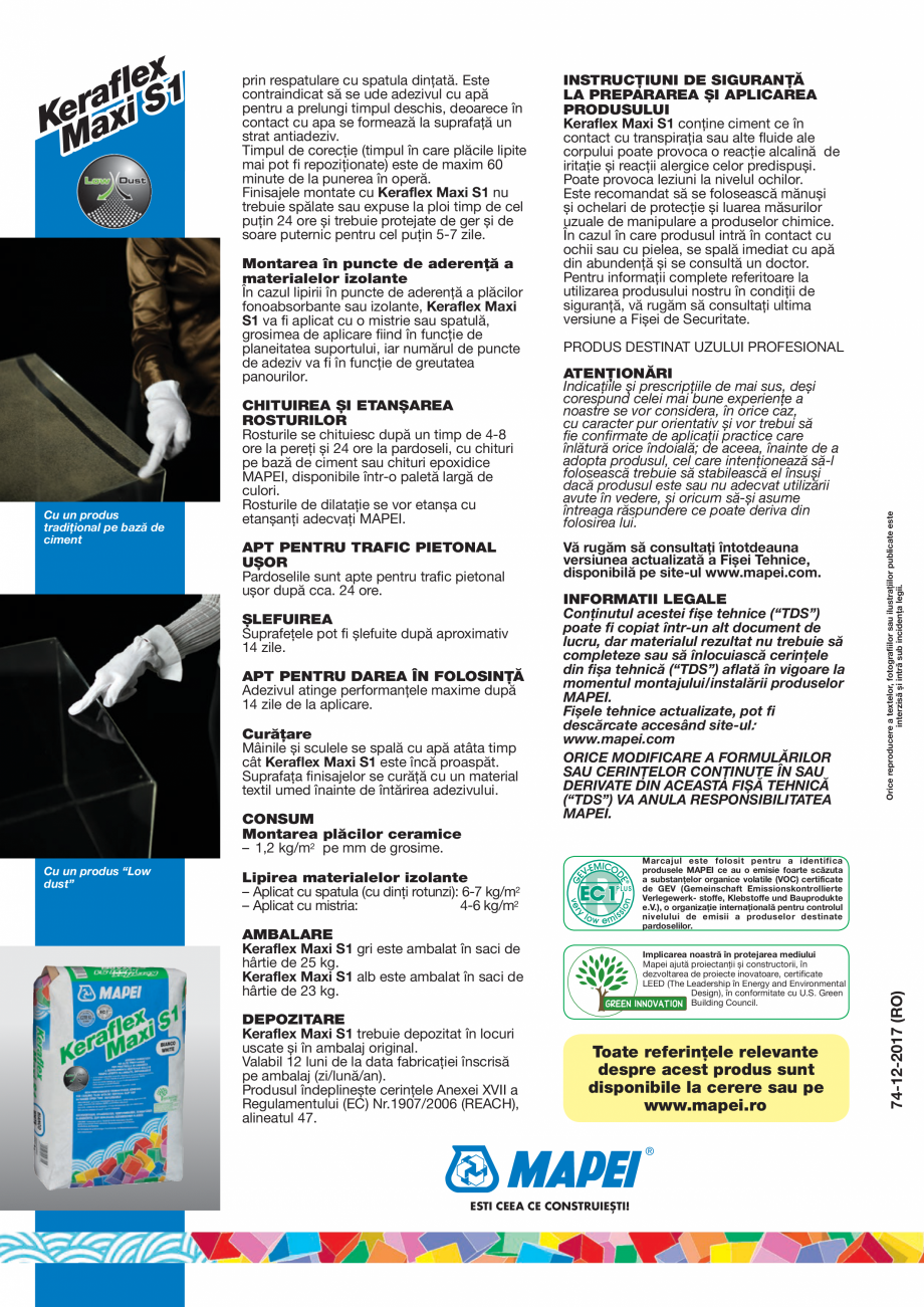 Pagina 4-Adeziv pe baza de ciment, de inalta performanta, deformabil, cu timp deschis extins, fara alunecare ...