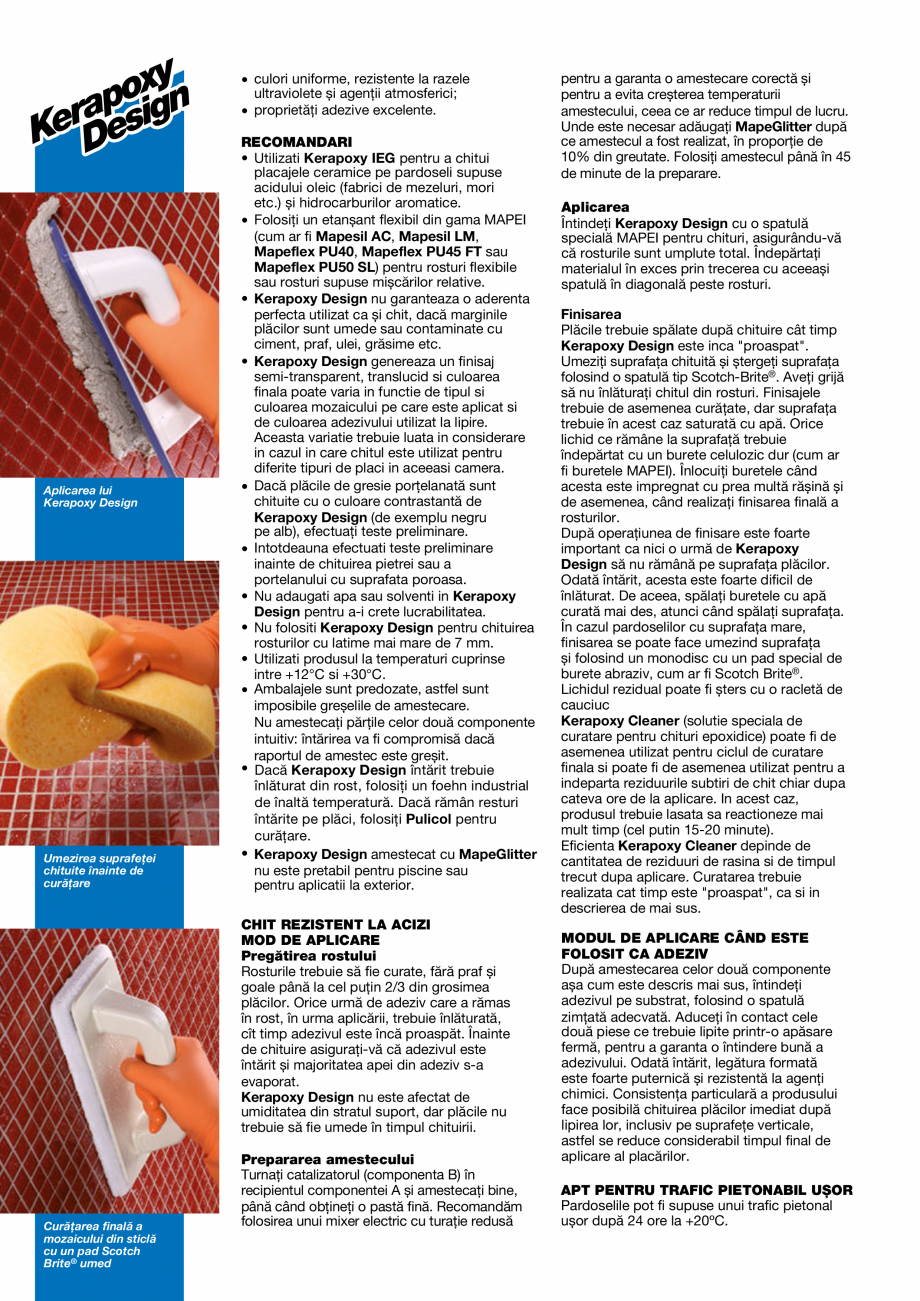 Pagina 2-Chit de rosturi epoxidic, decorativ, bicomponent rezistent la acizi MAPEI KERAPOXY DESIGN Fisa...