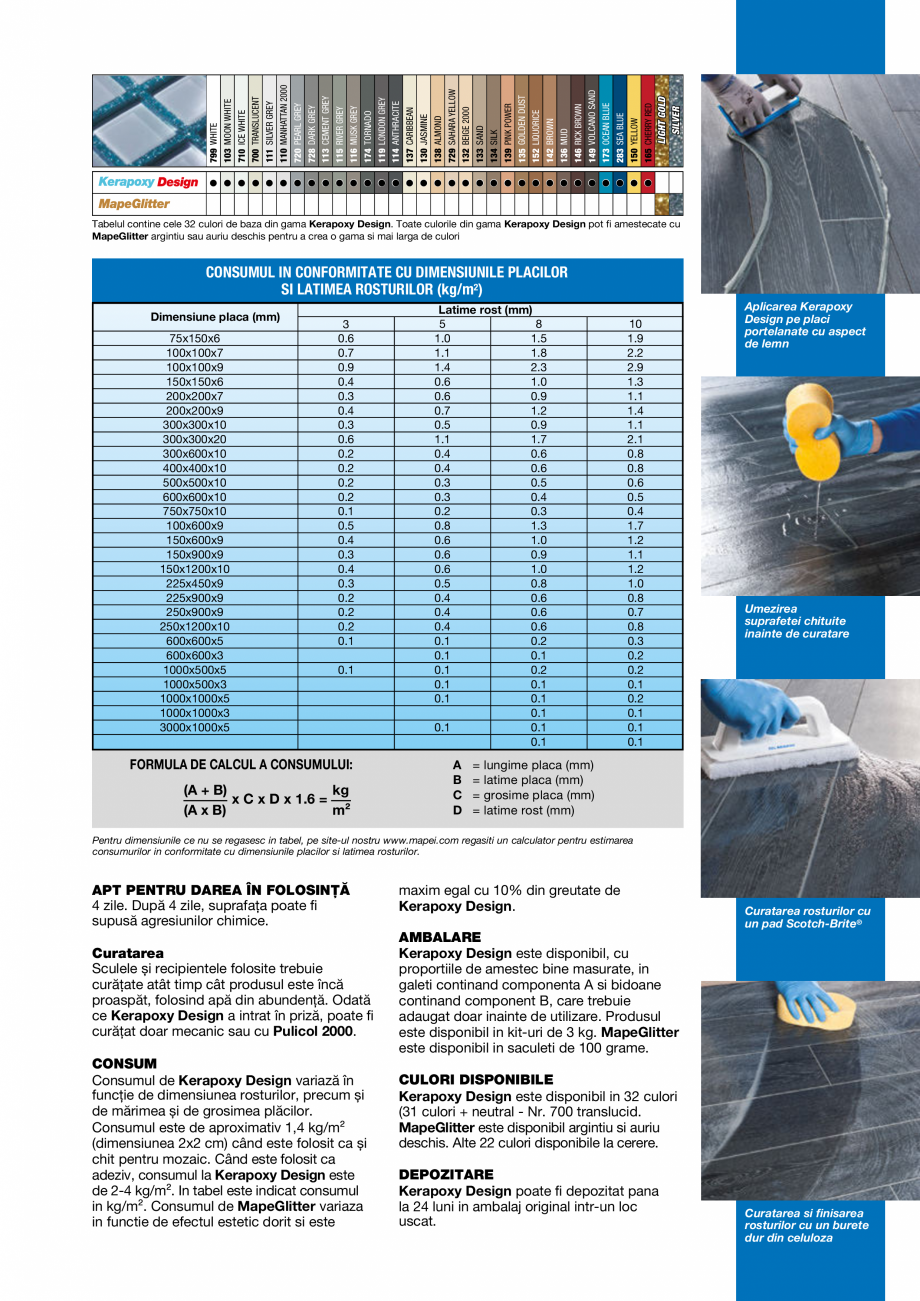 Pagina 5-Chit de rosturi epoxidic, decorativ, bicomponent rezistent la acizi MAPEI KERAPOXY DESIGN Fisa...