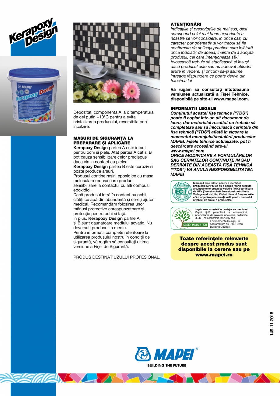 Pagina 6-Chit de rosturi epoxidic, decorativ, bicomponent rezistent la acizi MAPEI KERAPOXY DESIGN Fisa...