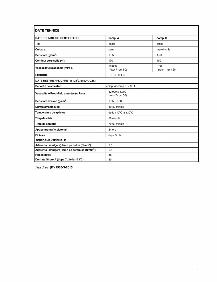 Pagina 3-Adeziv poliuretanic bicomponent pentru toate tipurile de parchet MAPEI ULTRABOND ECO P909 2K Fisa...