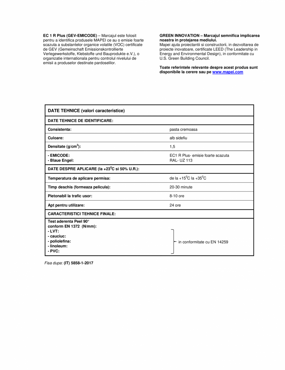 Pagina 3-Adeziv monocomponent pe baza de polimeri silanici pentru LVT MAPEI ULTRABOND ECO MS 4 LVT Fisa...