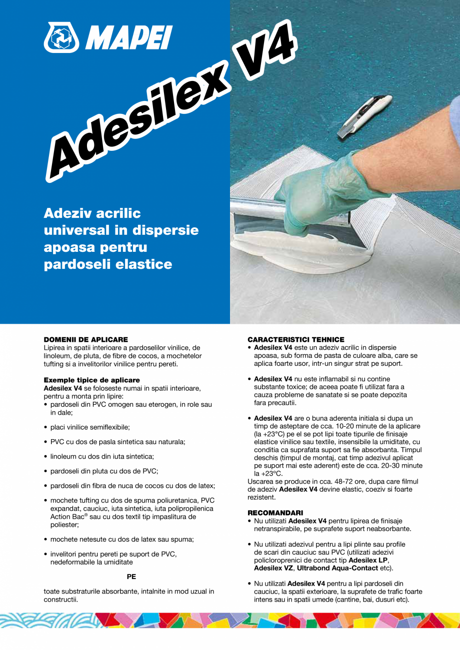 Pagina 1-Adeziv acrilic universal in dispersie apoasa pentru pardoseli elastice MAPEI ULTRABOND ECO MS 4 LVT ...