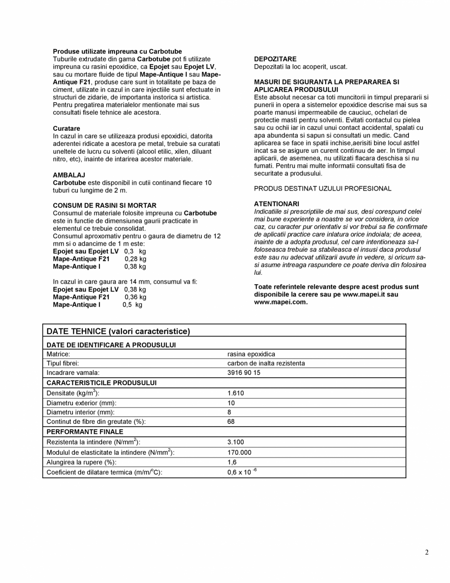 Pagina 2-Tub din fibre de carbon extrudat pentru realizarea ”conexiunilor structurale ” MAPEI ...