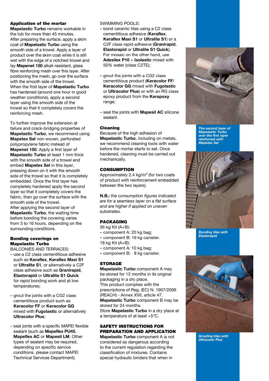 Pagina 4-Mortar bicomponent pe baza de ciment MAPEI Mapelastic Turbo Fisa tehnica Engleza (“Products and...