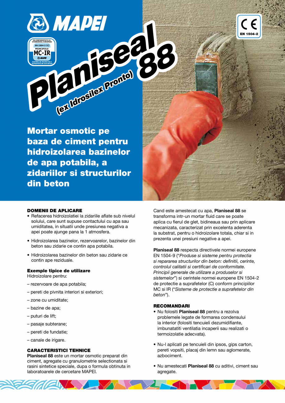 Pagina 1-Mortar osmotic pe baza de ciment pentru hidroizolarea bazinelor de apa potabila, a zidariilor si...