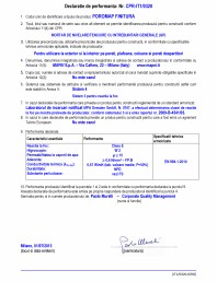 Declaratie de performanta - Mortar de nivelare/tencuire cu intrebuintari generale (GP)