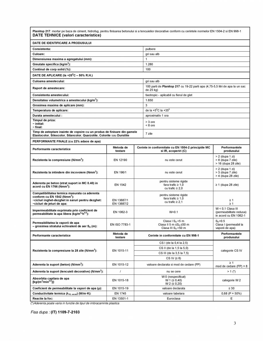 Pagina 3-Mortar pe baza de ciment, hidrofug, pentru finisarea cu textura grosiera a betoanelor si a...