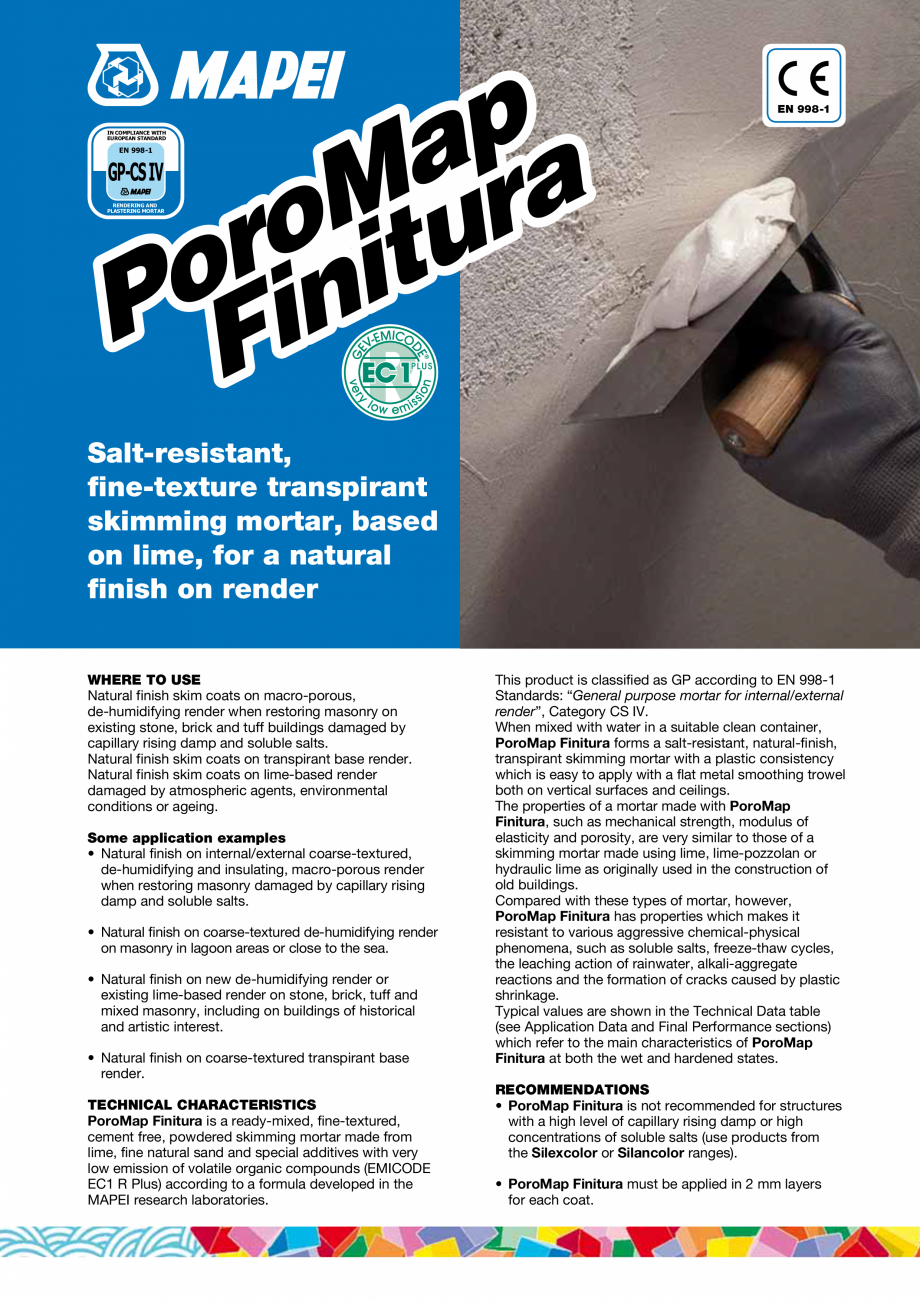 Pagina 1-Mortar fin, fara ciment, de culoare deschisa pentru finisarea tencuielilor dezumidifiante aplicate...