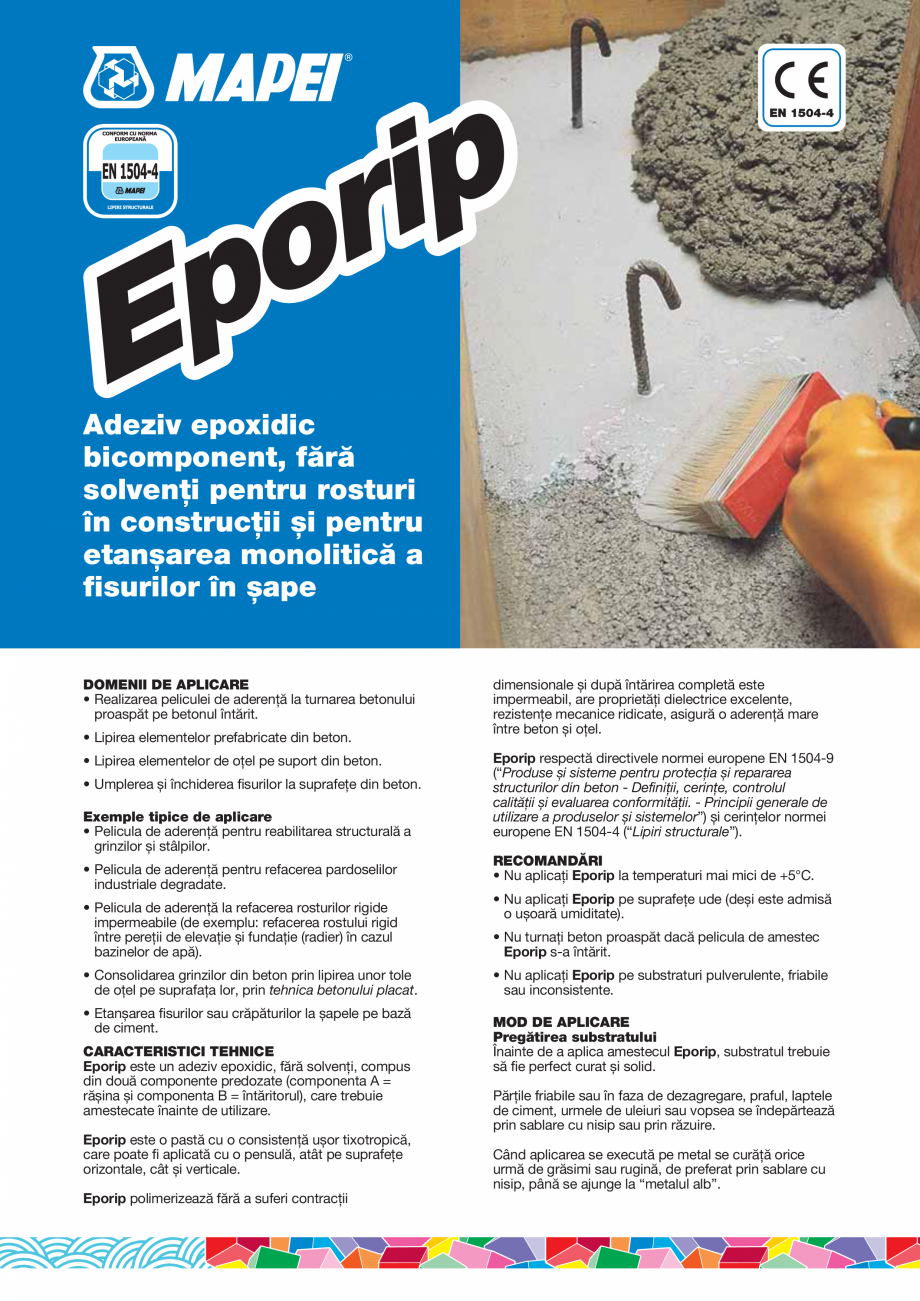 Pagina 1 - Adeziv epoxidic bicomponent, fără solvenţi pentru rosturi în construcţii și...