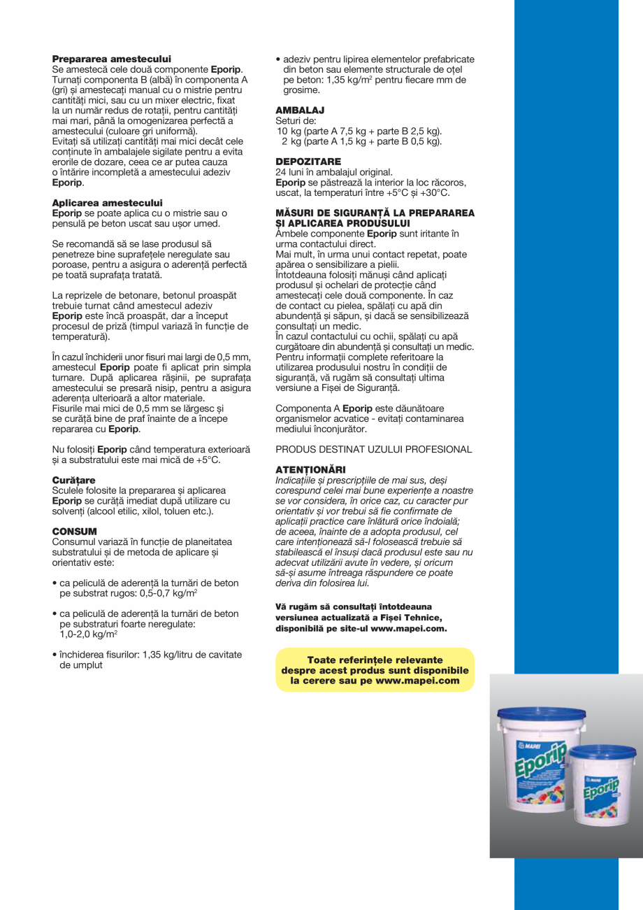 Pagina 3-Adeziv epoxidic bicomponent, fără solvenţi pentru rosturi în construcţii și pentru...