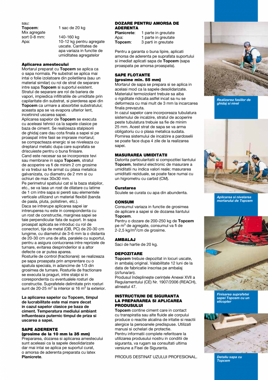 Pagina 3-Liant hidraulic special, pentru sape cu priza normala, contractii compensate si uscare rapida MAPEI ...