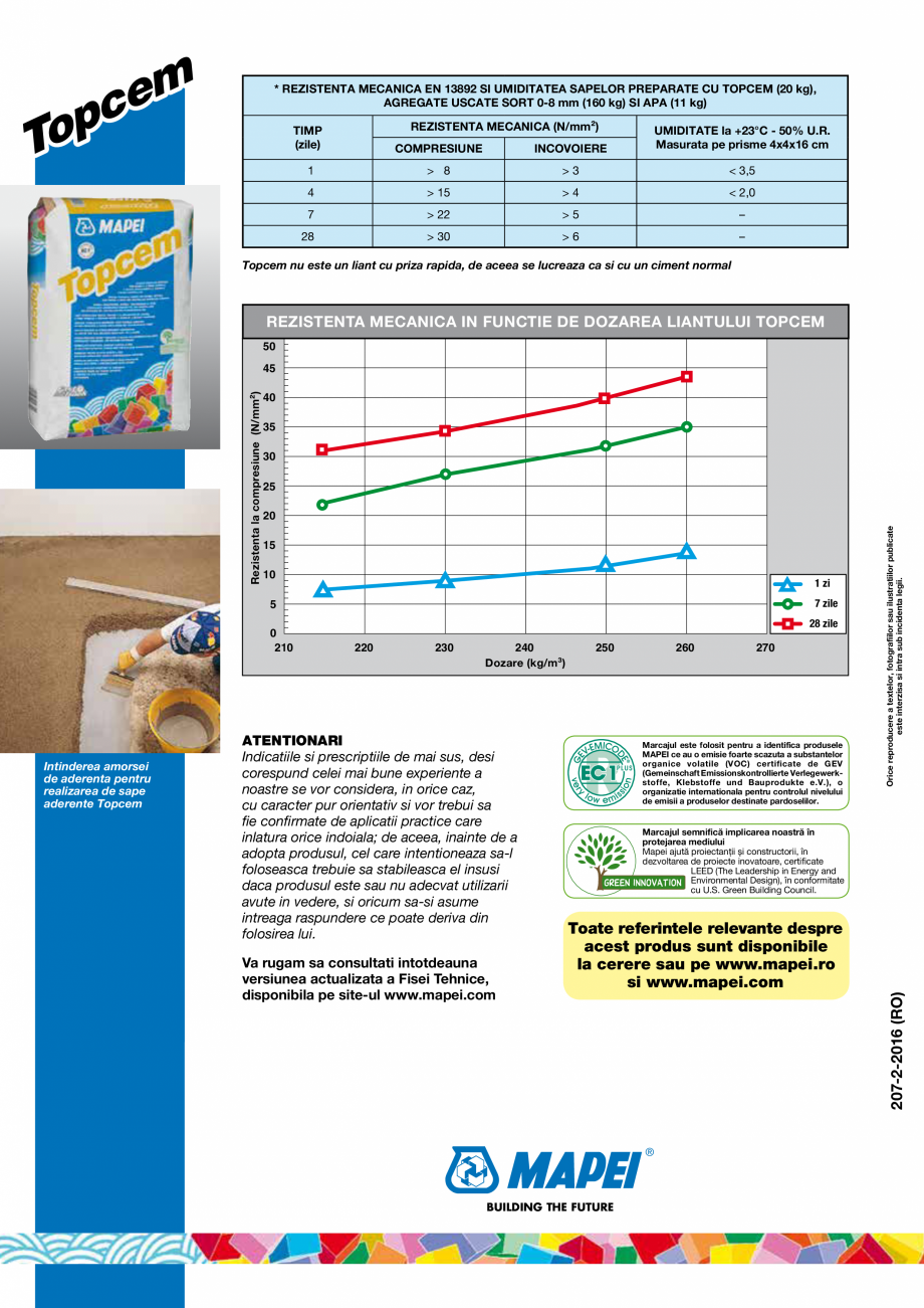 Pagina 4-Liant hidraulic special, pentru sape cu priza normala, contractii compensate si uscare rapida MAPEI ...