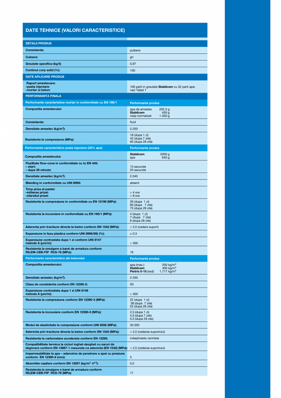 Pagina 3-Liant pe baza de ciment, expansiv, foarte fluid pentru prepararea pastelor fluide de injectare, a...