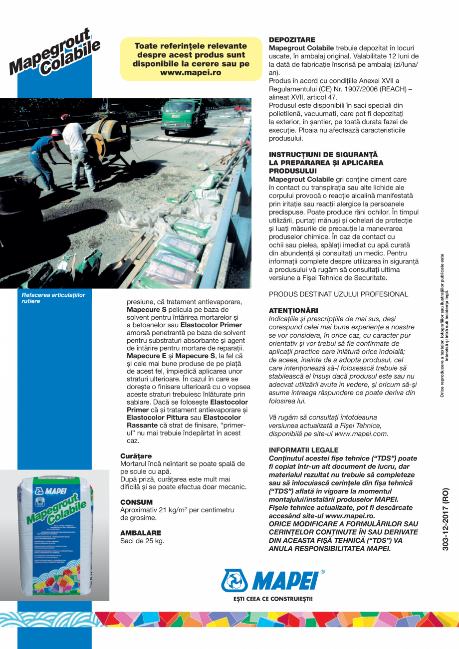 Pagina 4-Mortar monocomponent, cu contracție controlată, fibroranforsat, pentru repararea betonului MAPEI...