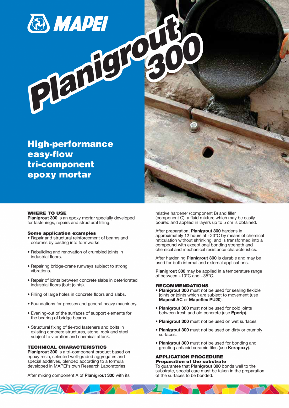 Pagina 1-Mortar epoxidic tricomponent, cu consistenta fluida MAPEI PLANIGROUT 300 Fisa tehnica Engleza t
u 0
...