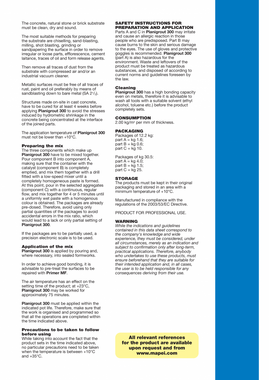 Pagina 3-Mortar epoxidic tricomponent, cu consistenta fluida MAPEI PLANIGROUT 300 Fisa tehnica Engleza ).
•...