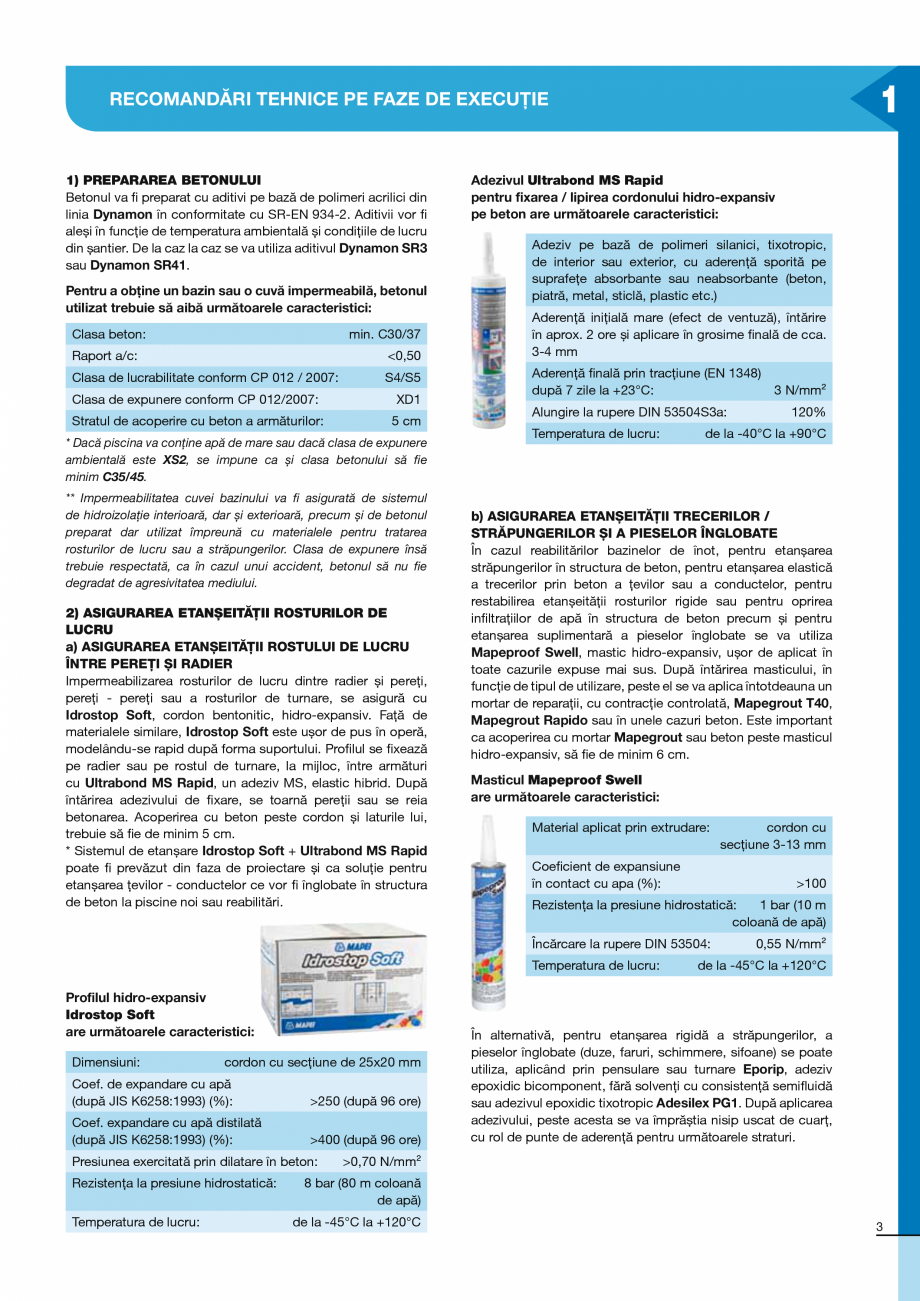 Pagina 3-Ghid constructia piscinelor din beton armat MAPEI Catalog, brosura Romana Tehnica Construcțiilor,...