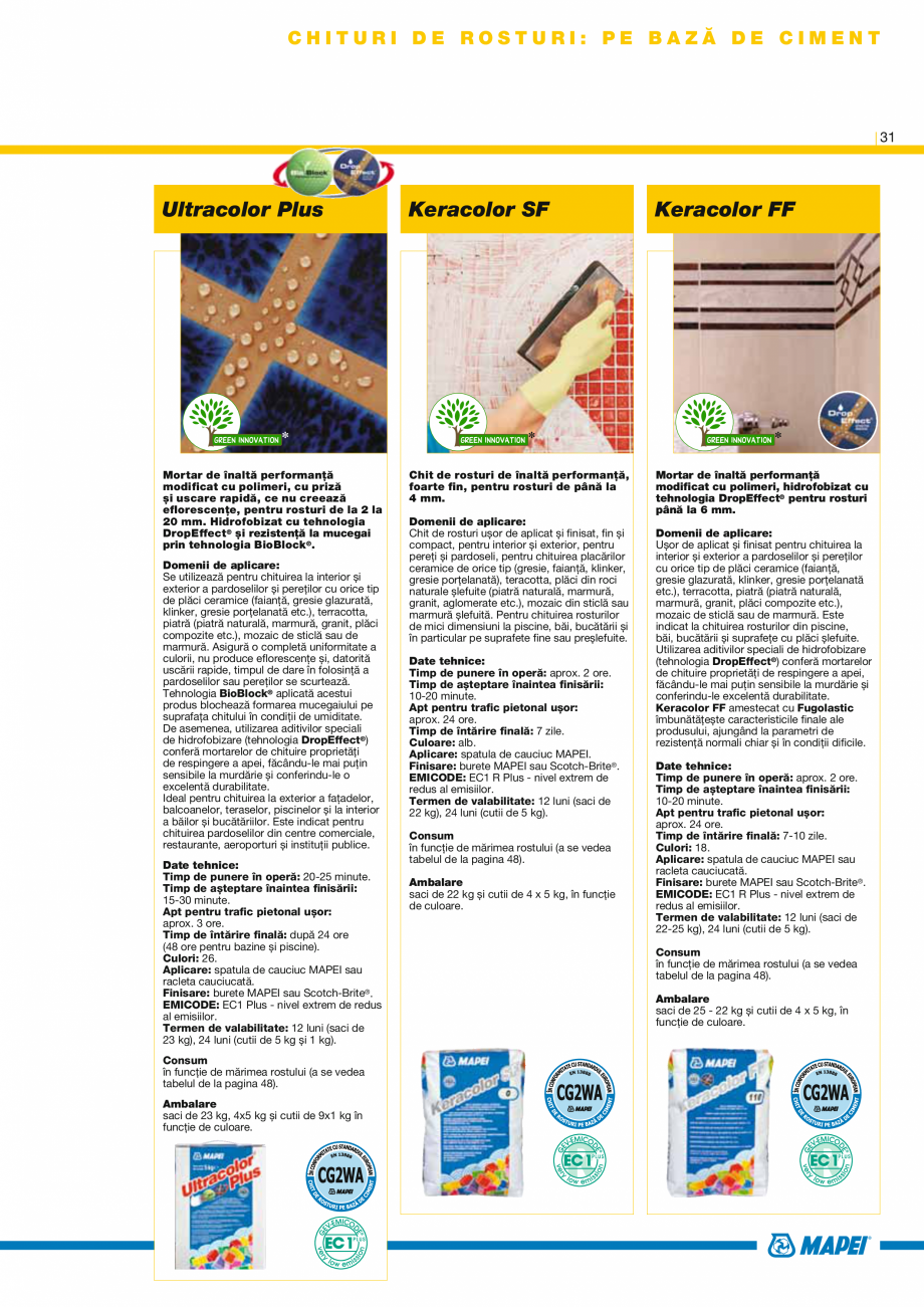 Pagina 33-Produse pentru montarea placilor ceramice si a placilor din piatra naturala MAPEI Catalog, brosura...