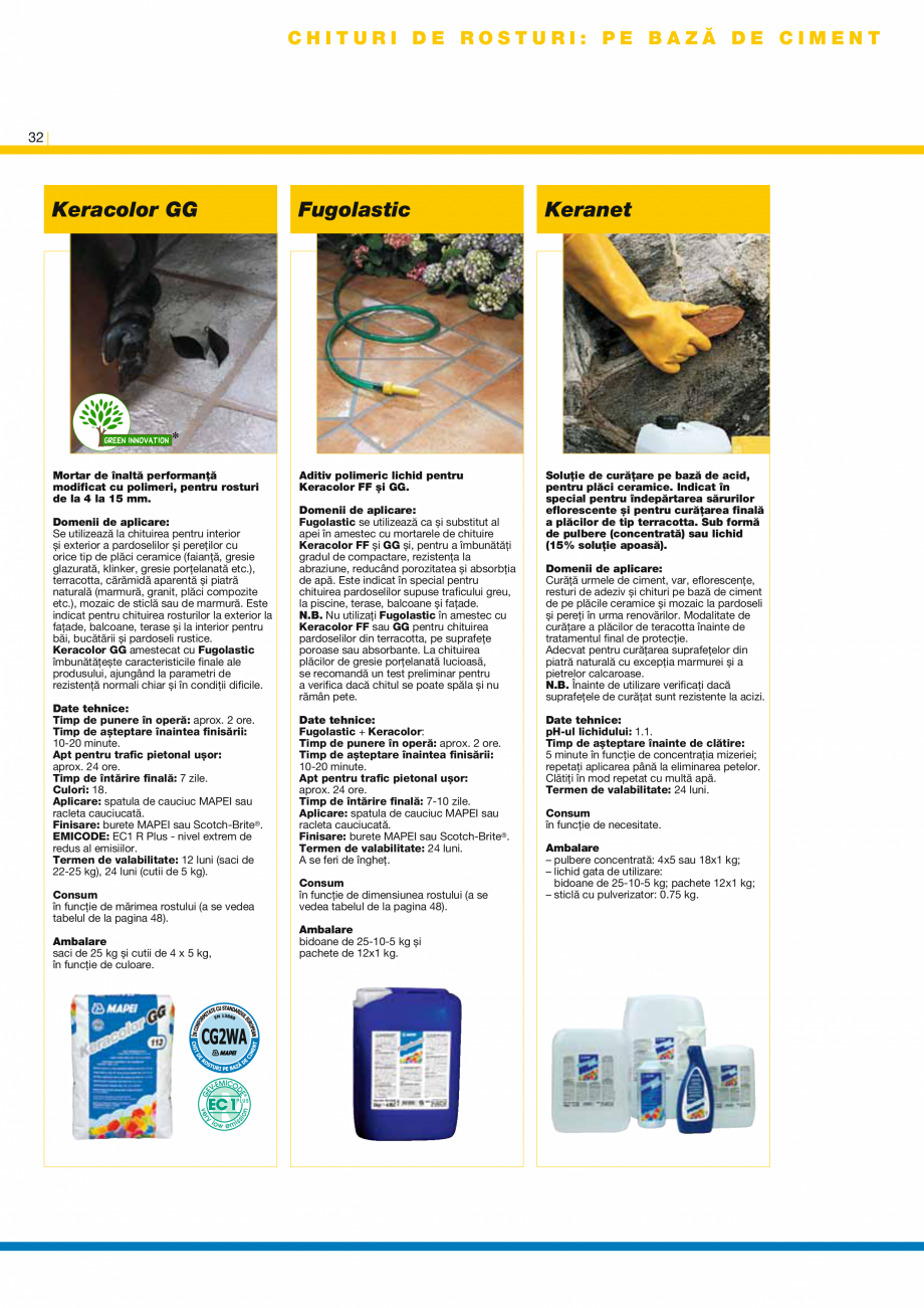Pagina 34-Produse pentru montarea placilor ceramice si a placilor din piatra naturala MAPEI Catalog, brosura...