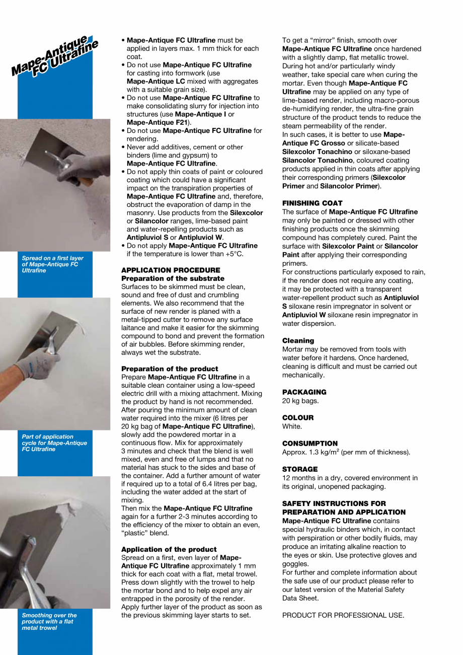 Pagina 2-Mortar ultrafin permeabil pe baza de var MAPEI Mape-Antique FC Ultrafine Fisa tehnica Engleza oduct ...