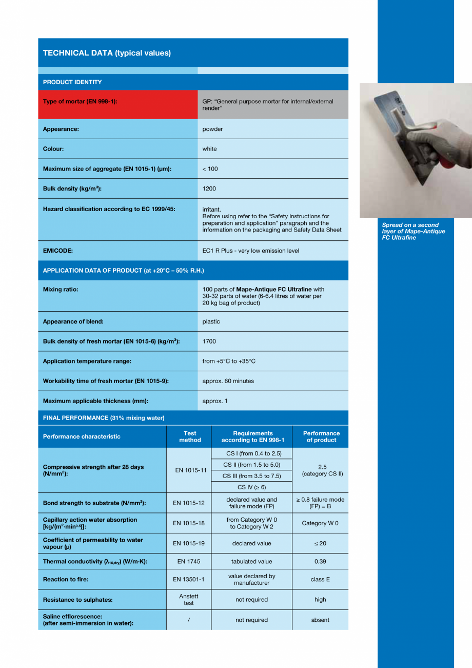 Pagina 3-Mortar ultrafin permeabil pe baza de var MAPEI Mape-Antique FC Ultrafine Fisa tehnica Engleza y...